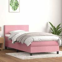 Kontinentalseng med madras 100x210 cm fløjl lyserød