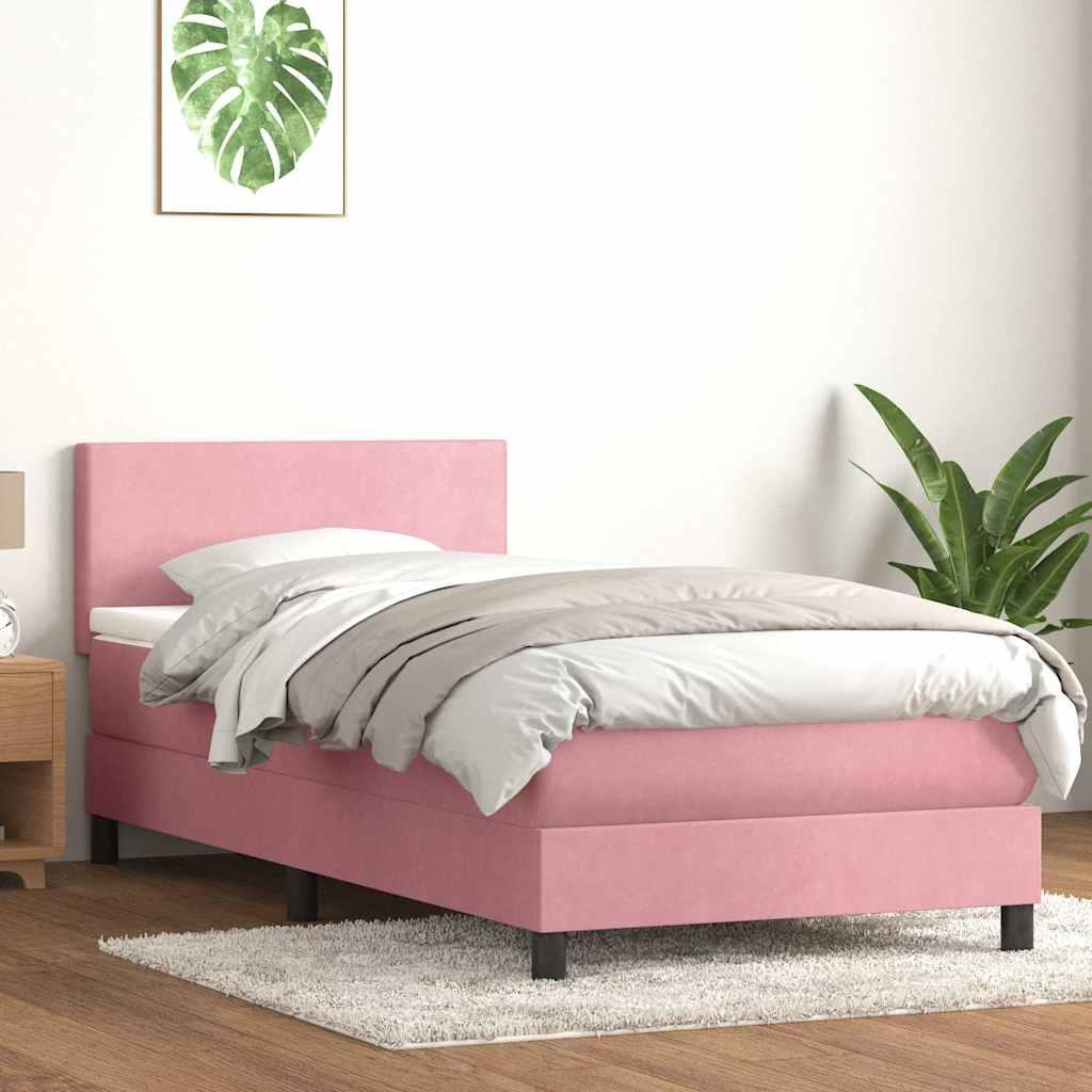 Kontinentalseng med madras 100x210 cm fløjl lyserød