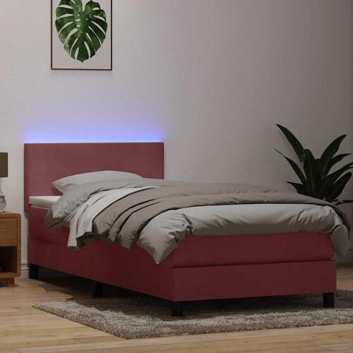 Kontinentalseng med madras 100x210 cm fløjl lyserød