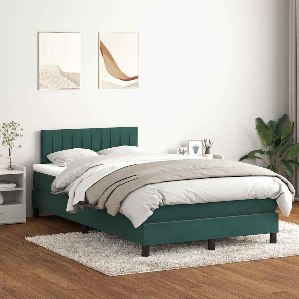 Kontinentalseng med madras 120x210 cm fløjl mørkegrøn