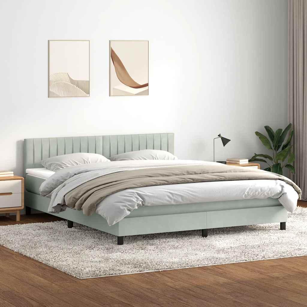 Kontinentalseng med madras 180x210 cm fløjl lysegrå