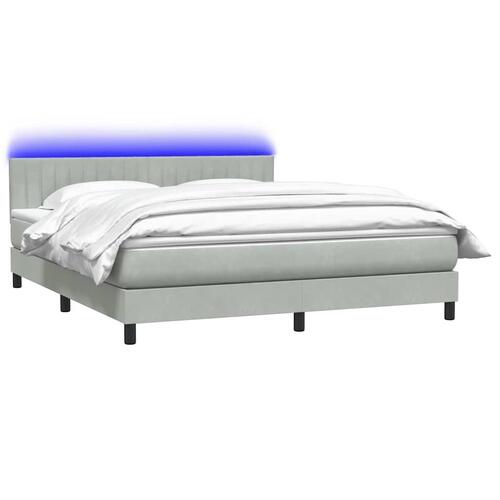 Kontinentalseng med madras 180x210 cm fløjl lysegrå