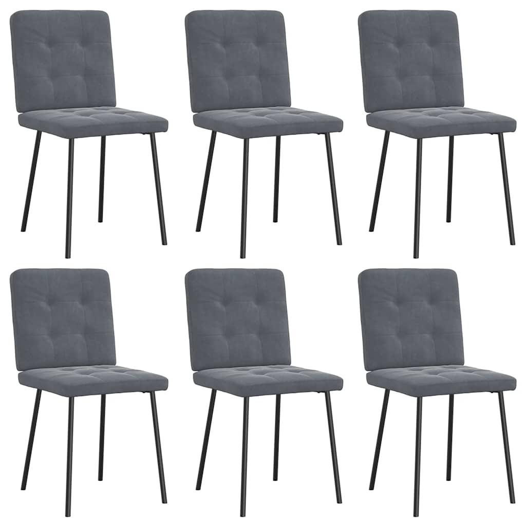 Spisebordsstole 6 stk. velour mørkegrå