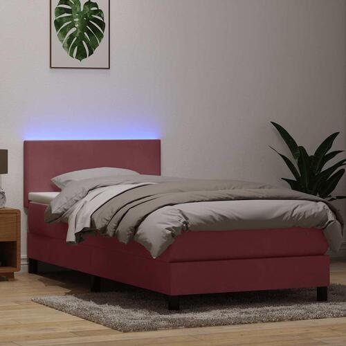 Kontinentalseng med madras lyserød 90x220 cm fløjl