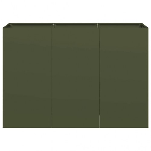 Plantekasse i olivengrøn 120 × 40 × 80 cm - koldvalset stål, højbed til have og terrasse
