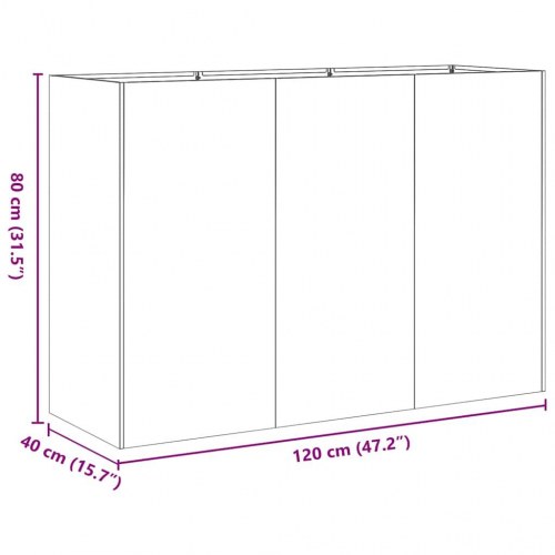 Plantekasse i olivengrøn 120 × 40 × 80 cm - koldvalset stål, højbed til have og terrasse