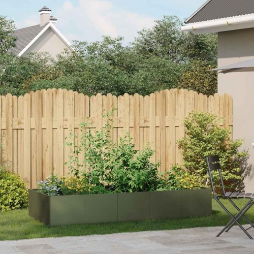 Plantekasse i stål 200 × 80 × 40 cm - olivengrøn højbed