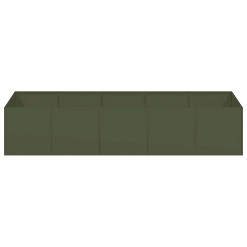 Plantekasse i stål 200 × 80 × 40 cm - olivengrøn højbed
