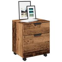 Arkivskab med hjul 45x38x54 cm konstrueret træ gammelt trælook