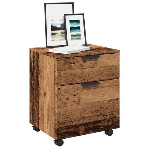 Arkivskab med hjul 45x38x54 cm konstrueret træ gammelt trælook