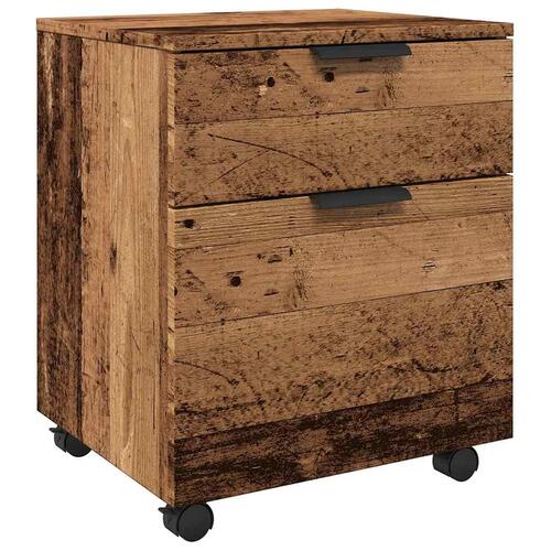 Arkivskab med hjul 45x38x54 cm konstrueret træ gammelt trælook