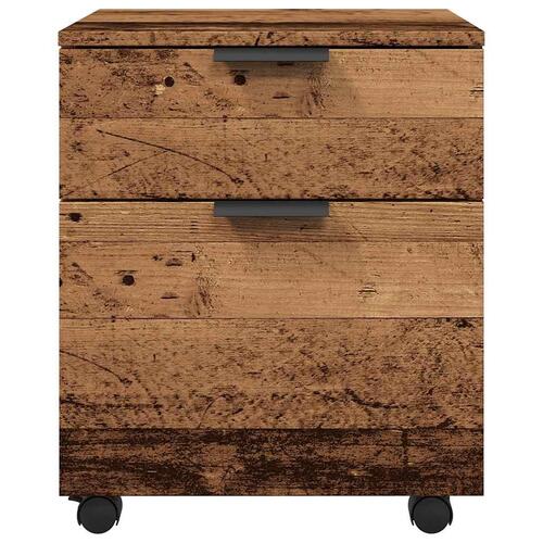 Arkivskab med hjul 45x38x54 cm konstrueret træ gammelt trælook