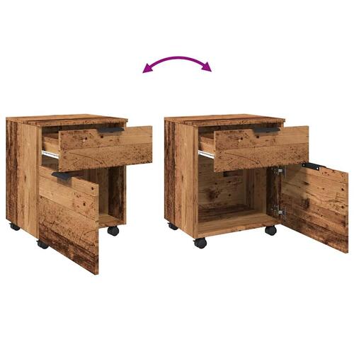 Arkivskab med hjul 45x38x54 cm konstrueret træ gammelt trælook
