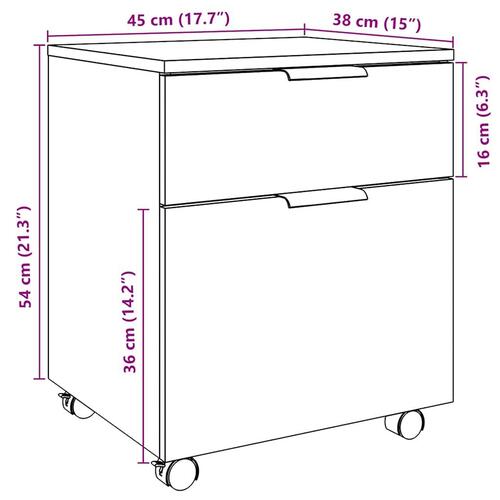 Arkivskab med hjul 45x38x54 cm konstrueret træ gammelt trælook