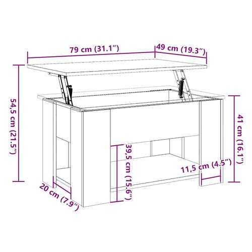 Sofabord 79x49x41 cm konstrueret træ gammelt trælook