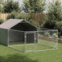 Udendørs hundegård med løbegård 5x2x1,5 m Galvaniseret stål