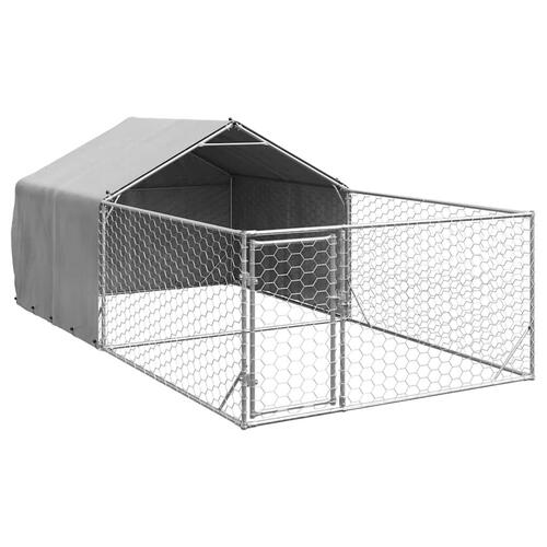 Udendørs hundegård med løbegård 5x2x1,5 m Galvaniseret stål