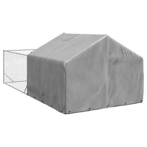 Udendørs hundegård med løbegård 5x2x1,5 m Galvaniseret stål