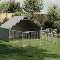 Udendørs hundegård med løbegård 5x3x1,9 m Galvaniseret stål