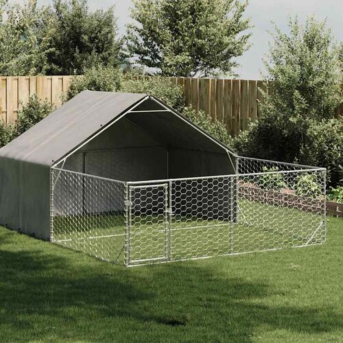 Udendørs hundegård med løbegård 5x3x1,9 m Galvaniseret stål