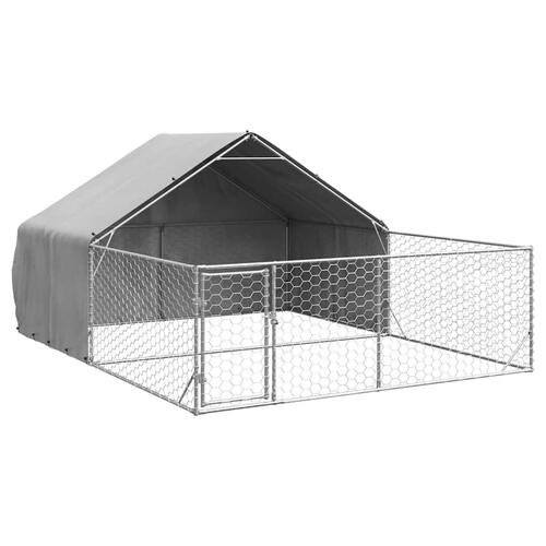 Udendørs hundegård med løbegård 5x3x1,9 m Galvaniseret stål