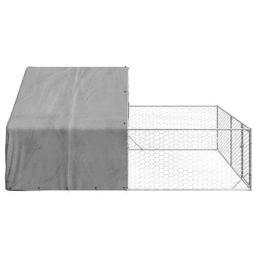 Udendørs hundegård med løbegård 5x3x1,9 m Galvaniseret stål