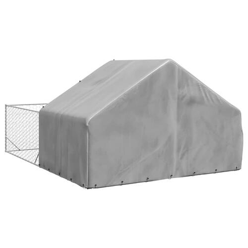 Udendørs hundegård med løbegård 5x3x1,9 m Galvaniseret stål