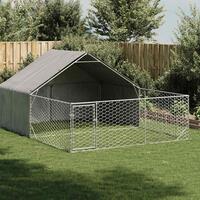 Udendørs hundegård med løbegård 4x3x1,9 m Galvaniseret stål