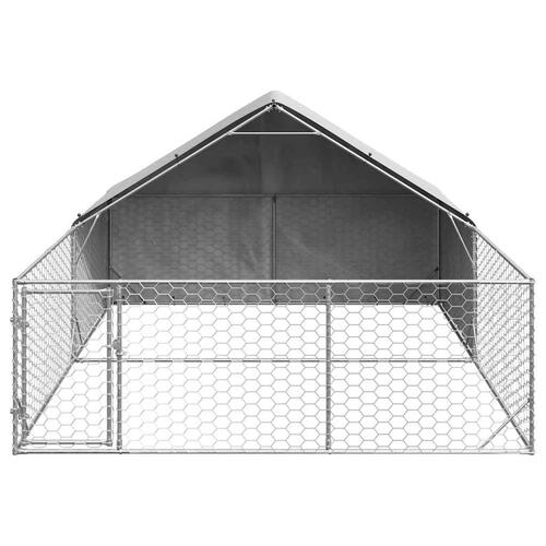 Udendørs hundegård med løbegård 4x3x1,9 m Galvaniseret stål