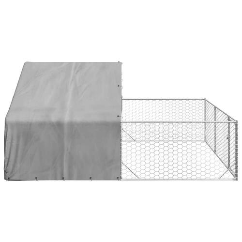 Udendørs hundegård med løbegård 4x3x1,9 m Galvaniseret stål