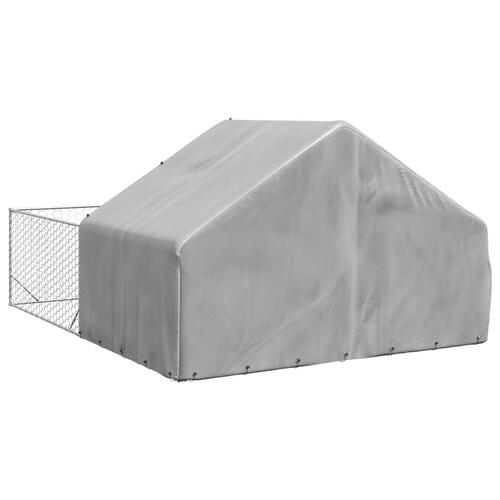 Udendørs hundegård med løbegård 4x3x1,9 m Galvaniseret stål
