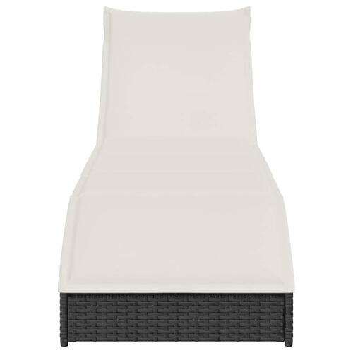 Sammenklappelig solseng med hynde og opbevaring polyrattan sort