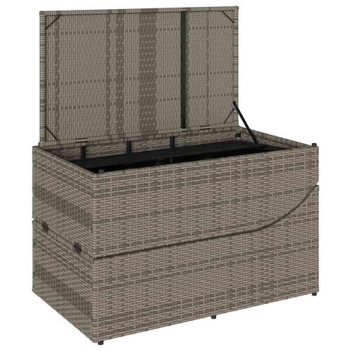 Sammenklappelig solseng med hynde og opbevaring polyrattan grå