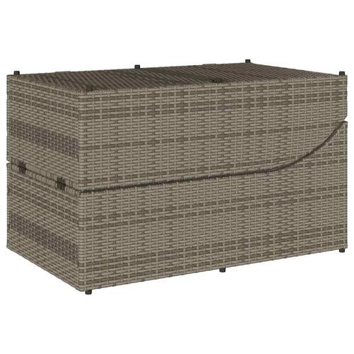 Sammenklappelig solseng med hynde og opbevaring polyrattan grå