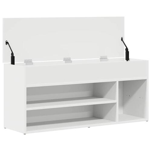 Skobænk 102x30,5x45 cm konstrueret træ hvid