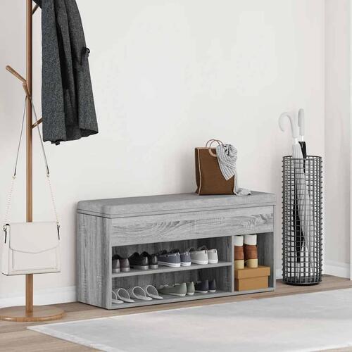 Skobænk 102x30,5x45 cm konstrueret træ grå sonoma-eg