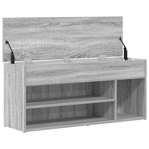 Skobænk 102x30,5x45 cm konstrueret træ grå sonoma-eg