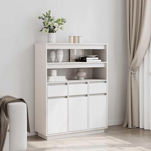 Højskab 89x34x116,5 cm massivt fyrretræ hvid