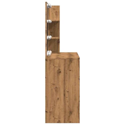 Makeupbord med LED-lys 74,5x40x141 cm kunsteg