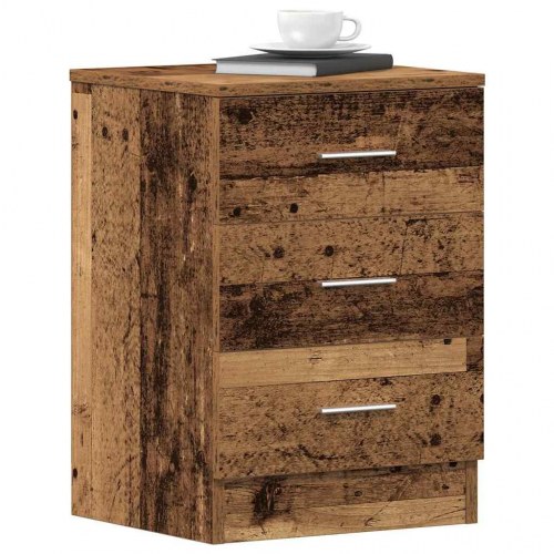 Sengeskabe sæt - 2 stk. med 3 skuffer, 38×35×55 cm, antikt træ-look