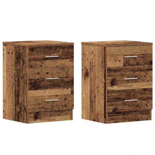 Sengeskabe sæt - 2 stk. med 3 skuffer, 38×35×55 cm, antikt træ-look