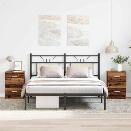 Sengeskabe sæt - 2 stk. med 3 skuffer, 38×35×55 cm, antikt træ-look
