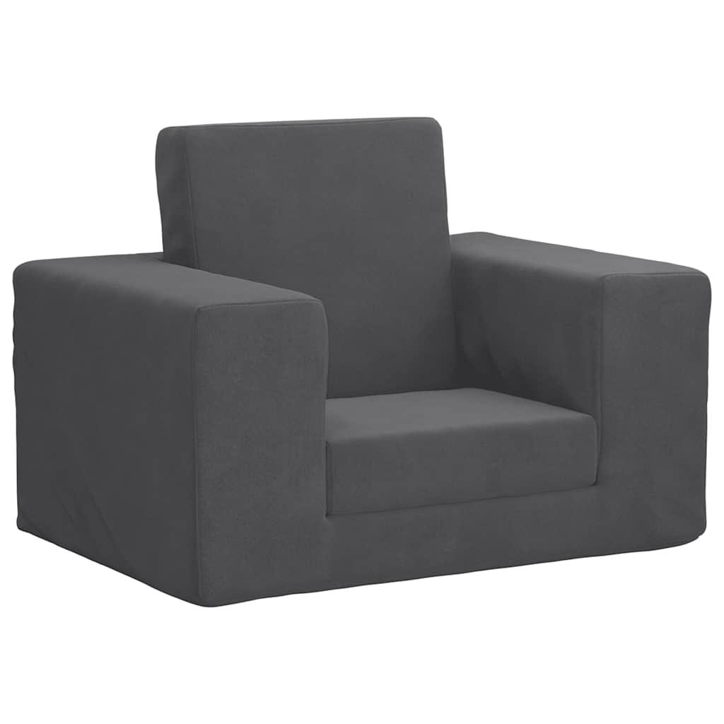Sofaseng til børn blødt plys antracitgrå