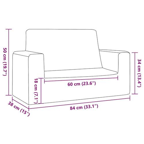 2-personers sofa til børn blødt plys cremefarvet