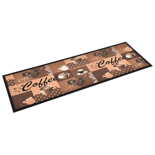 Køkkenmåtte 45x150 cm vaskbar kaffetryk brun