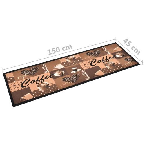 Køkkenmåtte 45x150 cm vaskbar kaffetryk brun