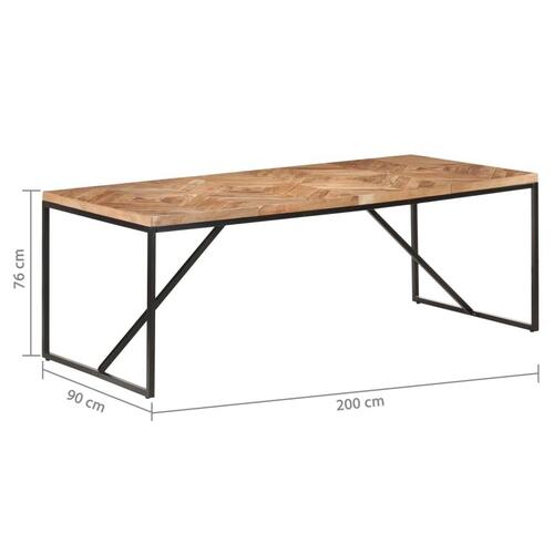 Spisebord 200x90x76 cm massivt akacietræ og mangotræ