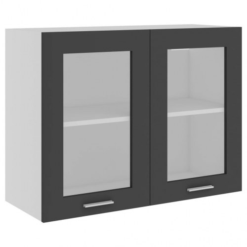 Væghængt glasskab Lyon 80x31x60 cm konstrueret træ grå