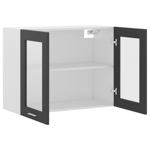 Væghængt glasskab Lyon 80x31x60 cm konstrueret træ grå