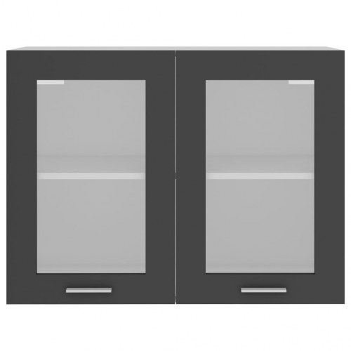 Væghængt glasskab Lyon 80x31x60 cm konstrueret træ grå
